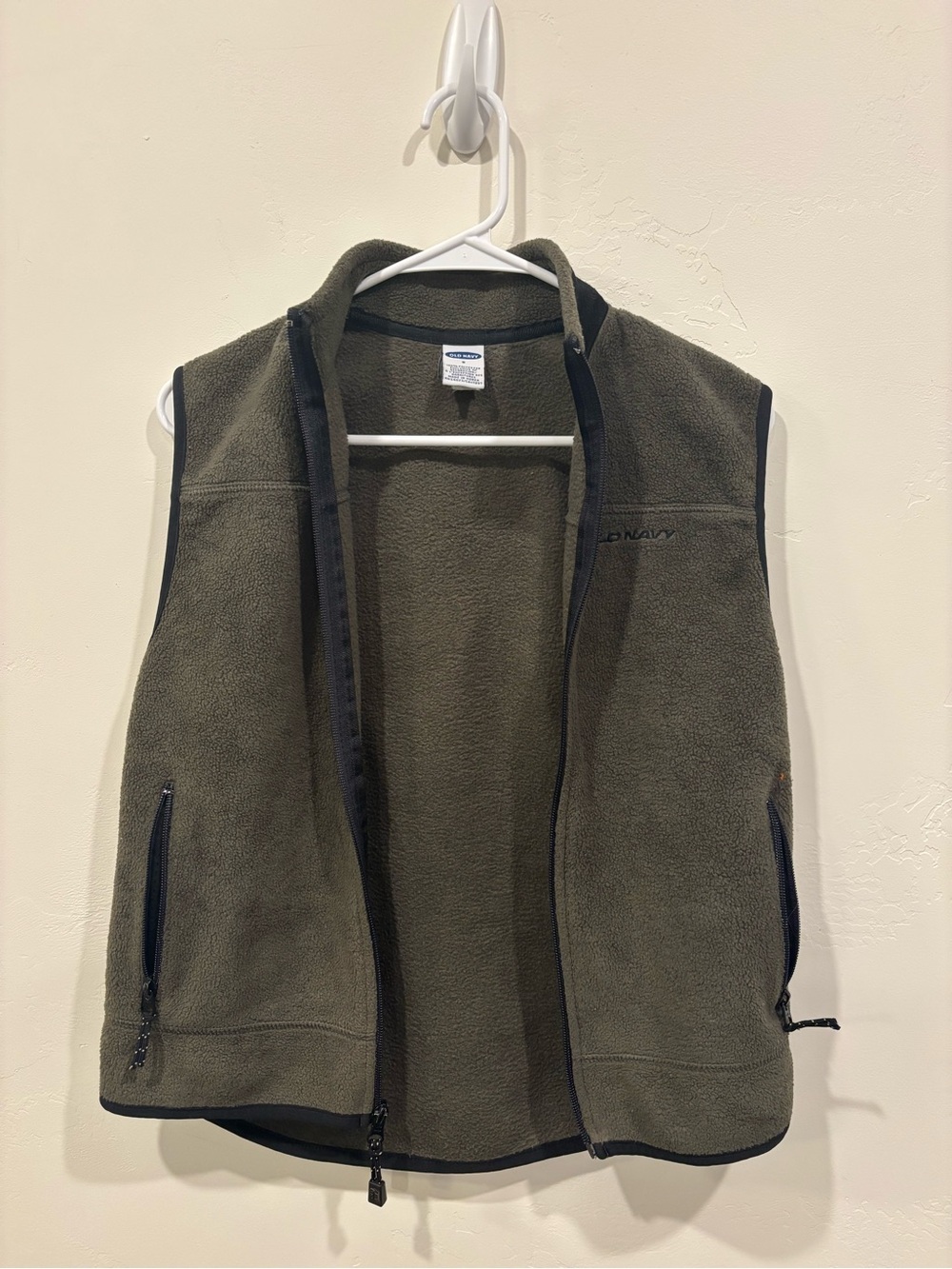 Old Navy Olive Green Fleece Vest with Zip Pockets